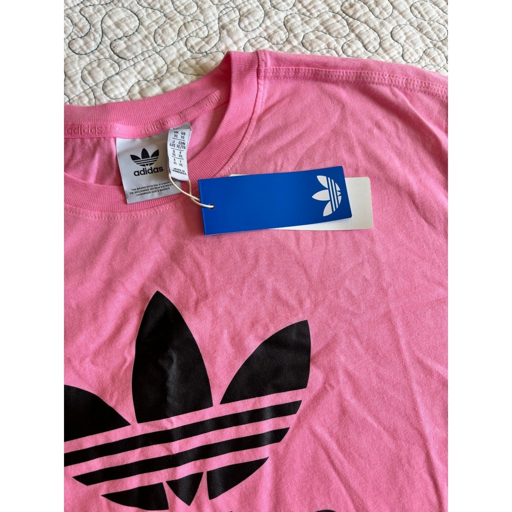 Adidas Originals Mens Trefoil Logo Graphic T-Shirt Pink Black XL - Picture 3 of 3